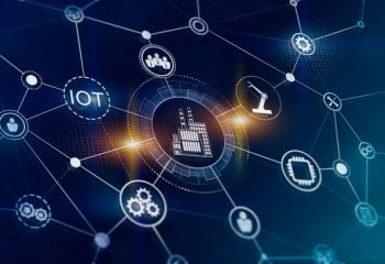 Industry 4.0. Fourth industrial revolution. Digitalization of modern business process and using robots, online technology, Internet of thing etc.